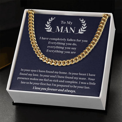 Valentine's Gift For Husband - In Your Eyes I Have Found My Home. In Your Heart I Have Found My Love Cuban Link Chain