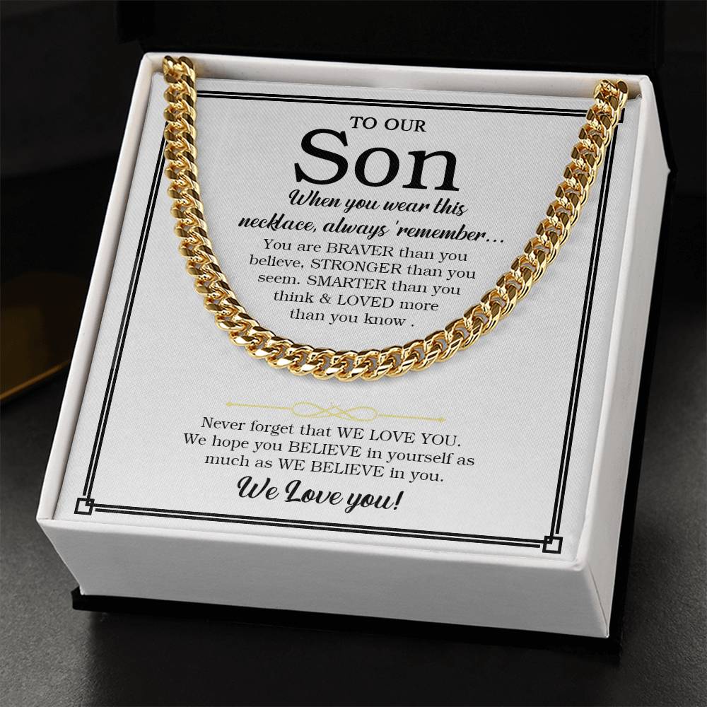 To Our Son Chain Necklace Gift For Son From Parents Son Birthday Son Graduation Gift Cuban Link Chain