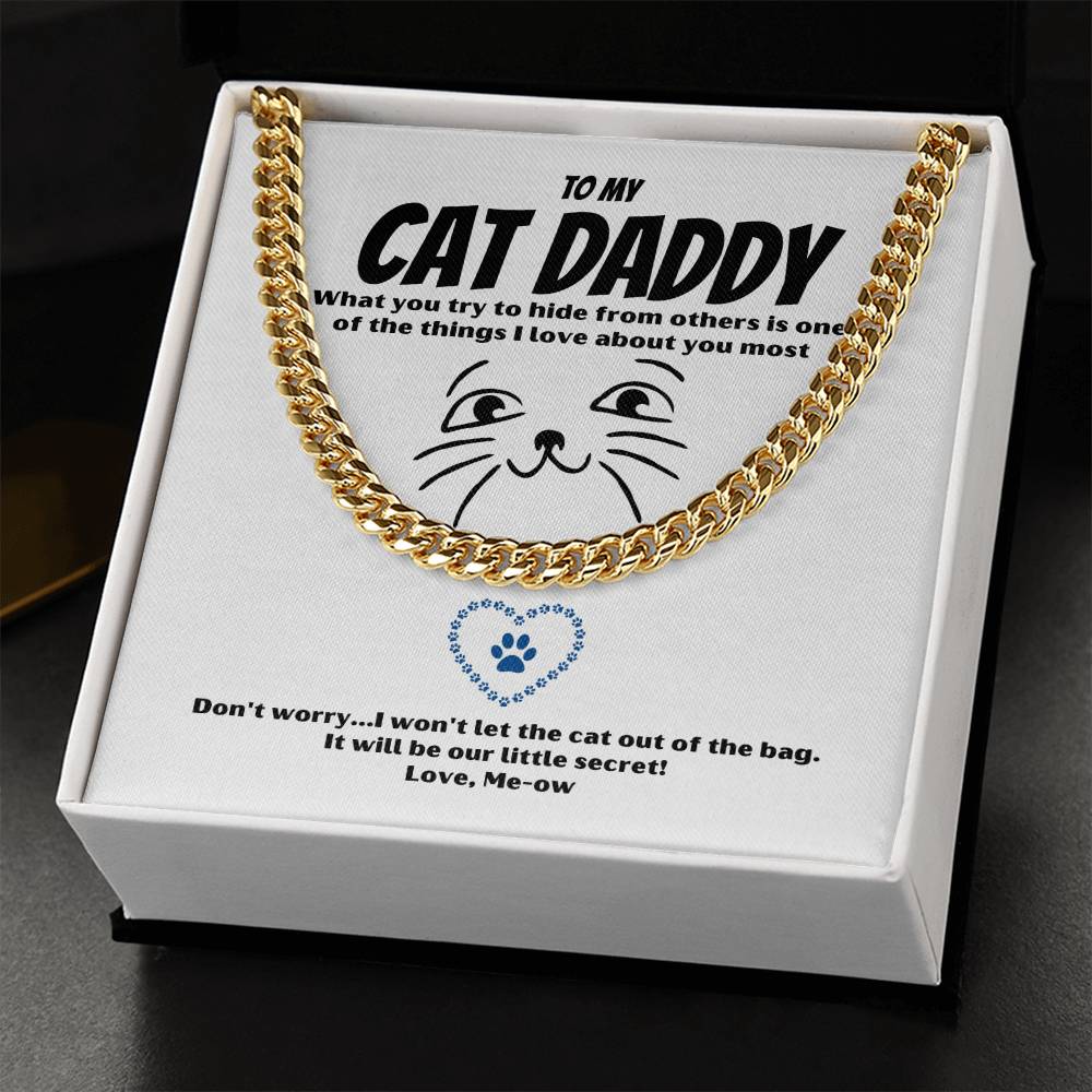 Cat Daddy Gift Cat Gift For Men Cuban Link Chain Valentine Gift For Husband Heavy Chain Necklace Funny Romantic Gift F