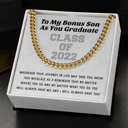 Bonus Son Graduation Class Of 2022 High School Graduation College Graduation Gift For Step Son Mens Gold Cuban Link Ch Cuban Link Chain