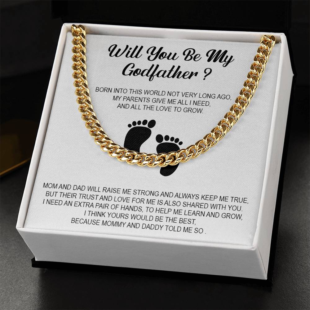Will You Be My Godfather Necklace For Godfather From Mummy And Daddy Cuban Link Chain