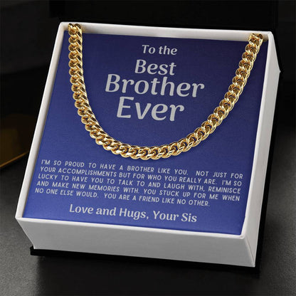 Best Brother Ever Cuban Link Necklace Gift From Sister Cuban Link Chain