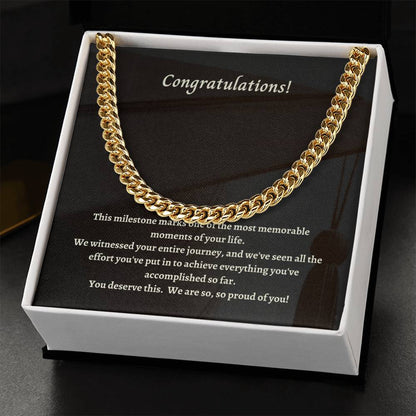 Congratulations On Your Graduation Son! Cuban Link Chain