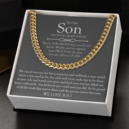 To Our Son Gift On Graduation Day Meaningful Graduation Gift For Son From Mom And Dad Graduation Necklace For Men Cuban Link Chain