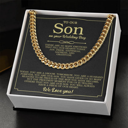To Our Son On Your Wedding Day Cuban Chain Necklace Gift For Son From Mother And Dad Wedding Gift For Groom Groom Gift Cuban Link Chain
