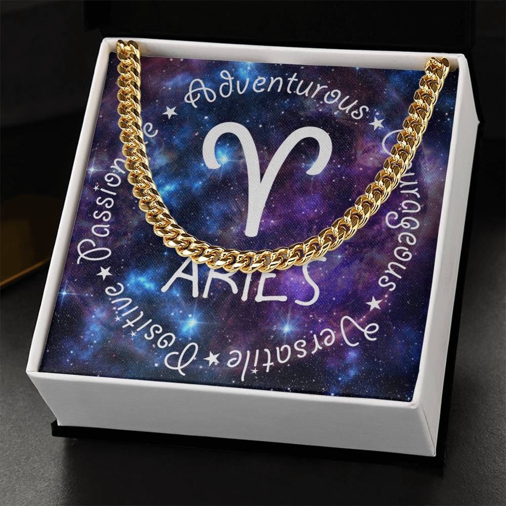 Cuban Link Chain Necklace - Aries Theme