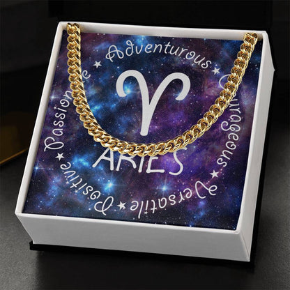 Cuban Link Chain Necklace - Aries Theme