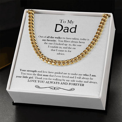 Gift For Dad From Daughter Thank You Dad To My Dad Necklace Gift For Dad On Wedding Day From Daughter Cuban Link Chain