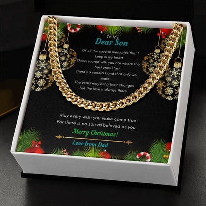Dad To Son Christmas Cuban Link Chain Necklace