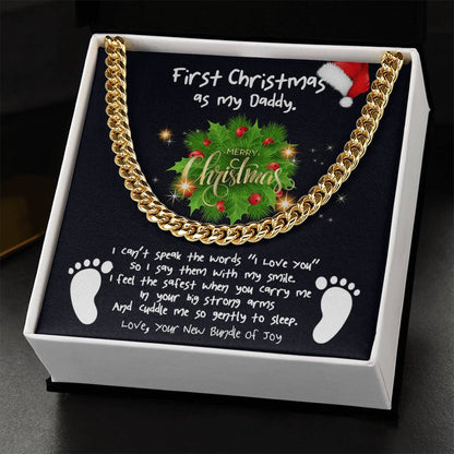 First Christmas Daddy Cuban Link Chain