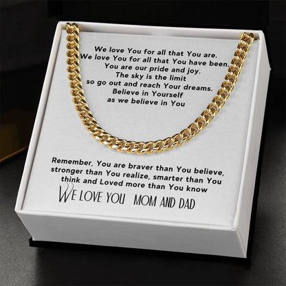 To Son From Mom Cuban Necklace Son Birthday Gift Cuban Link Chain Gold And Silver Just Because Christmas Gift Stocking