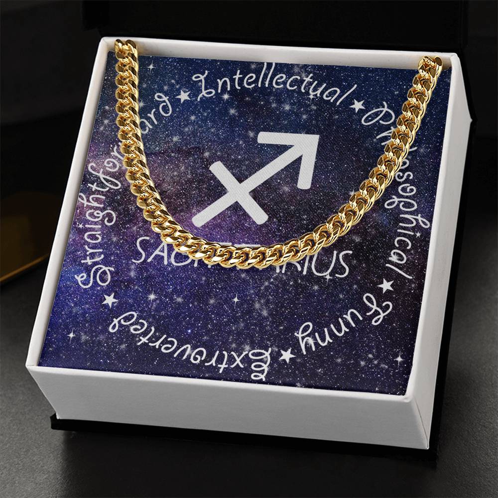 Cuban Link Chain Necklace - Sagittarius Theme
