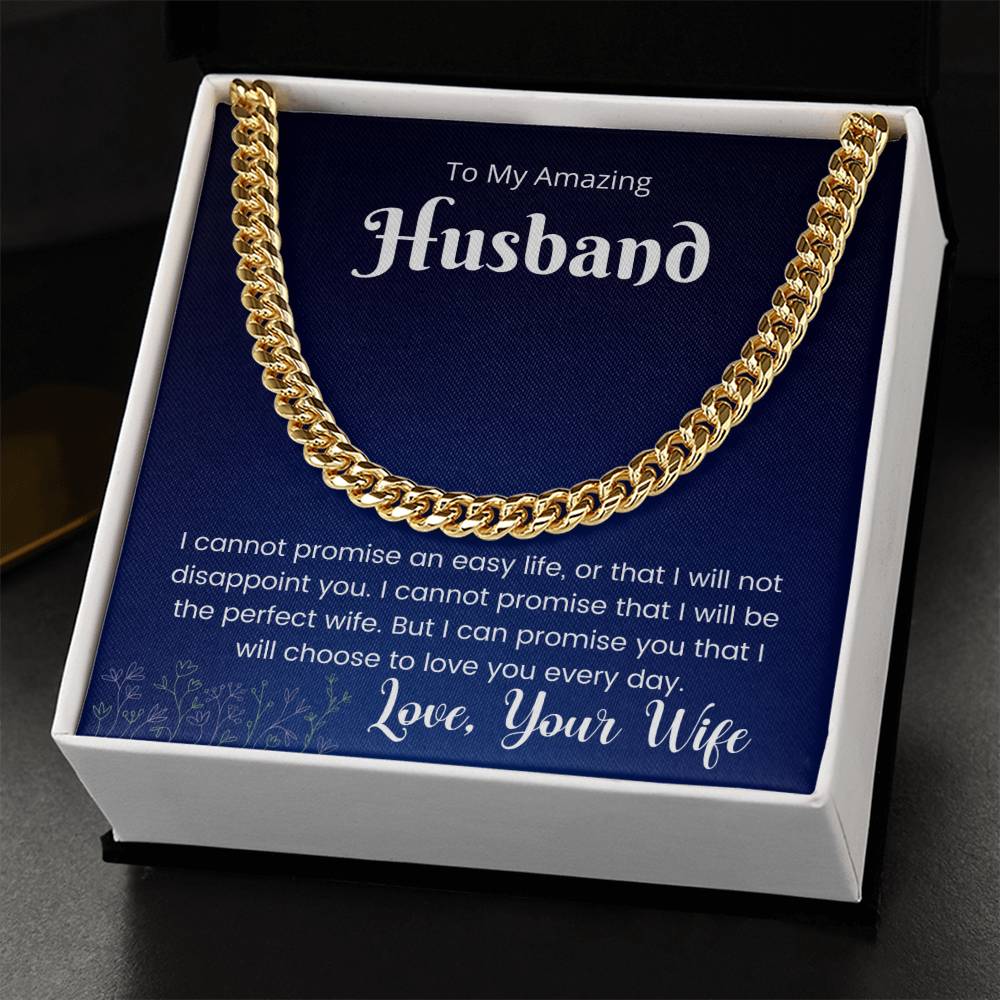 Cuban Link Chain Gift For Husband - I Love You Every Day Necklace