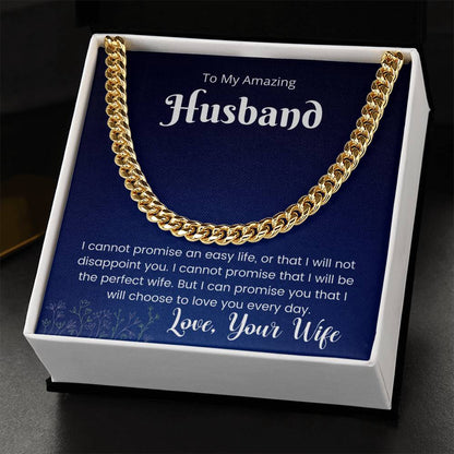 Cuban Link Chain Gift For Husband - I Love You Every Day Necklace