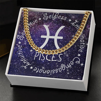 Cuban Link Chain Necklace - Pisces Theme