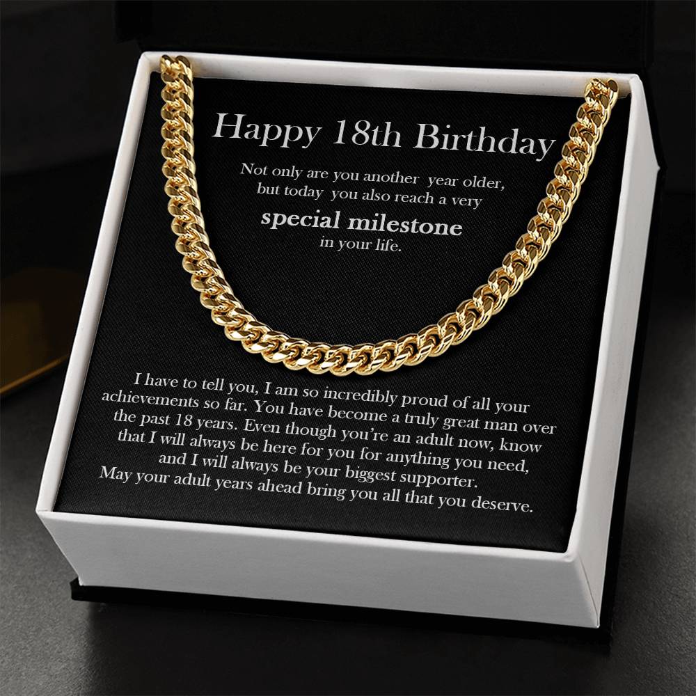 18Th Birthday Gift For Him Son Birthday Grandson 18Th Gift Cuban Link Chain