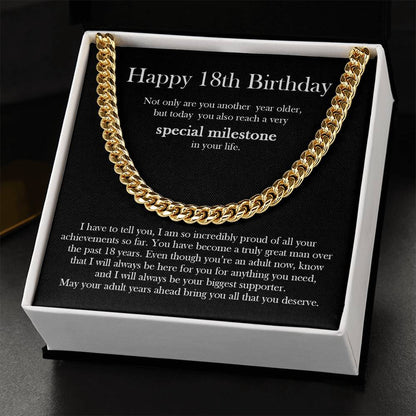 18Th Birthday Gift For Him Son Birthday Grandson 18Th Gift Cuban Link Chain