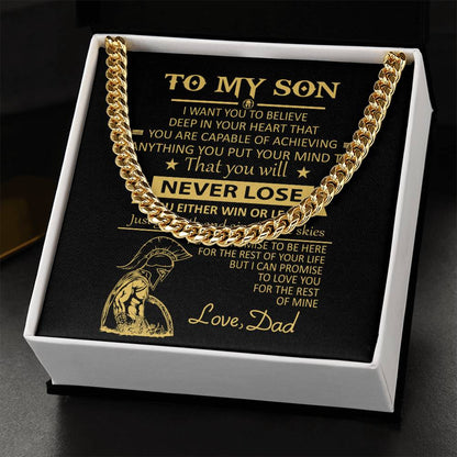 You'll Never Lose Mom Gift For Son Cuban Link Chain Necklace