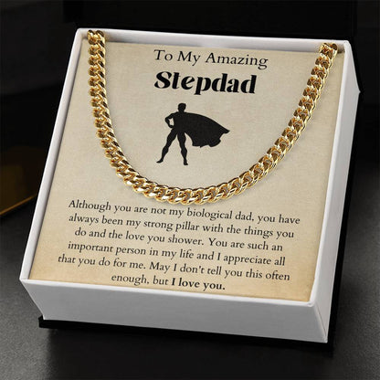 Fathers Day Gift For Stepdad. Stepdad Gift. Birthday Gift For Stepdad. I Love You Stepdad. Stepdad Gift On Fathers Day Cuban Link Chain
