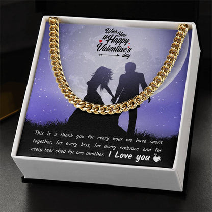Valentines Day Necklace Gift For Boyfriend Husband Perfect Love Gift For Him Cuban Link Chain