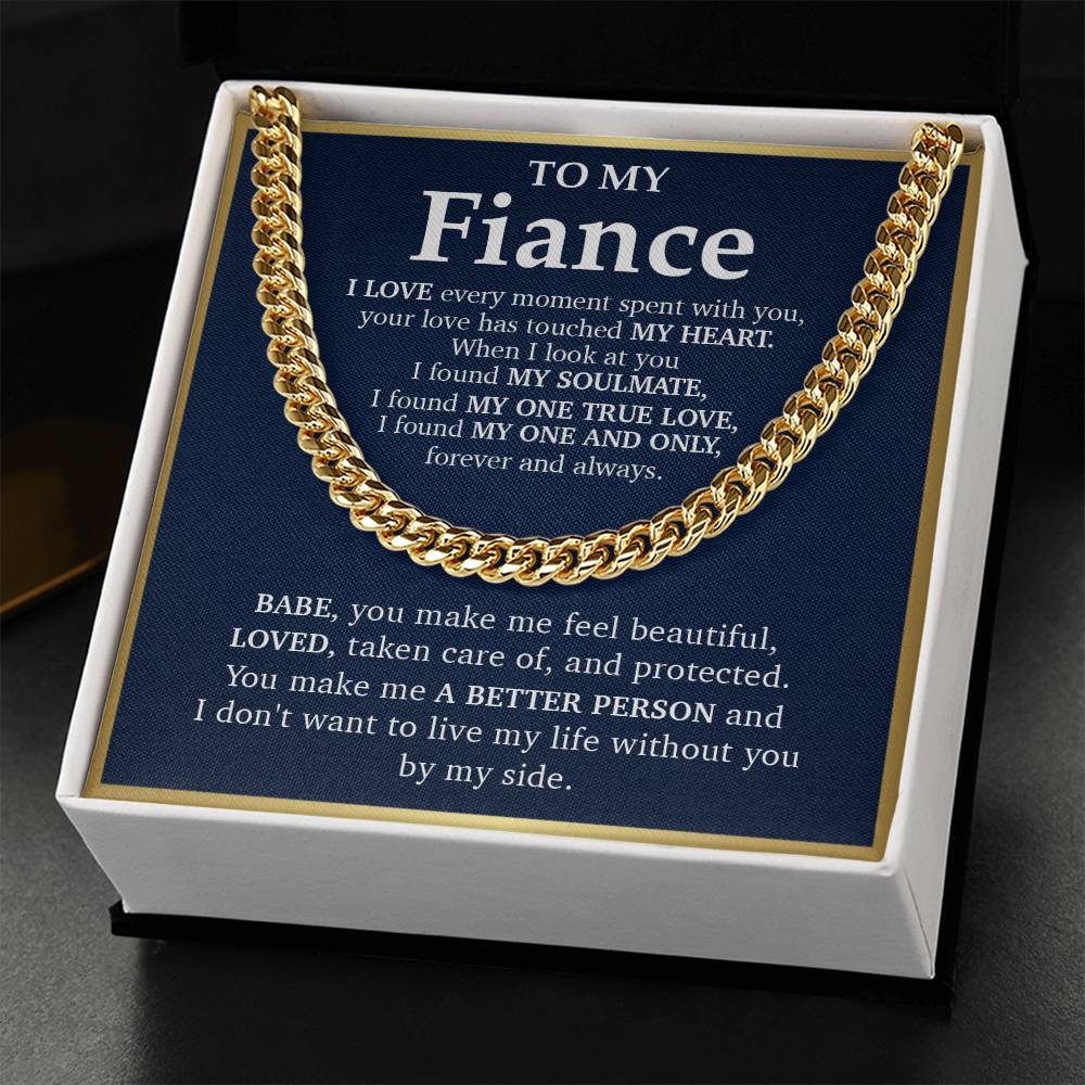 Cuban Link Chain Necklace  Gift For Fiance