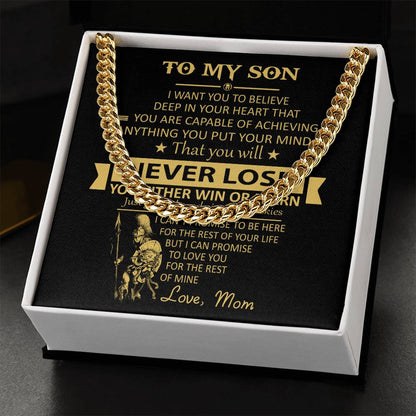 You'll Never Lose Gift For Son Cuban Link Chain Necklace