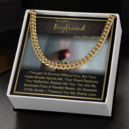 Gift For Boyfriend Anniversary Birthday Christmas Long Distance Chain Necklace With Message Card Cuban Link Chain