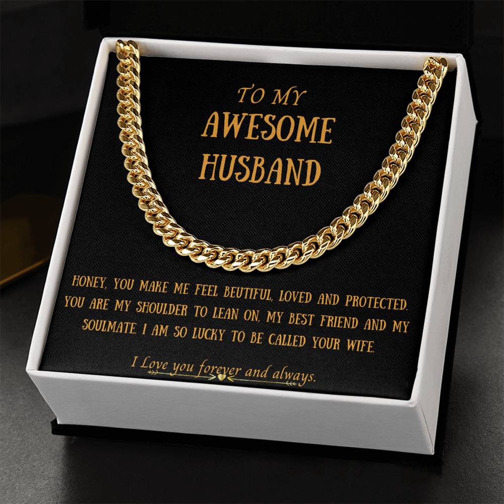 Awesome Husband  Cuban Chain Necklace For Him Cuban Link Chain