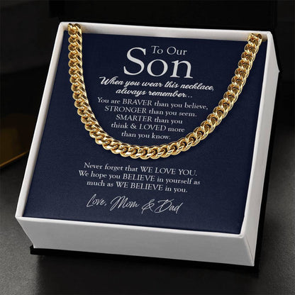 To Our Son Gift From Mom And Dad Graduation Gift For Son Birthday Gift Son Graduation Gifts Cuban Link Chain