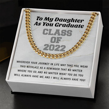 Daughter Graduation Class Of 2022 High School Graduation College Graduation Gift For Daughter Womens Gold Cuban Link C Cuban Link Chain