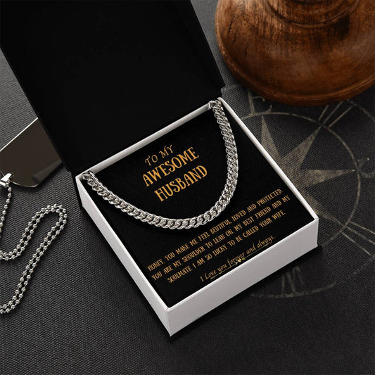 Awesome Husband  Cuban Chain Necklace For Him Cuban Link Chain