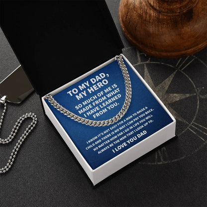 Gift For Dad From Daughter Fathers Day Gift From Son Silver Cuban Link Chain Dad Birthday Gift Father Of The Bride Fat