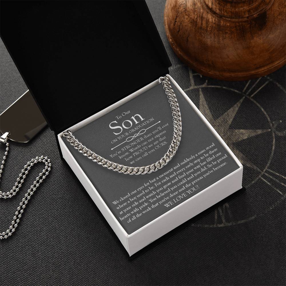To Our Son Gift On Graduation Day Meaningful Graduation Gift For Son From Mom And Dad Graduation Necklace For Men Cuban Link Chain