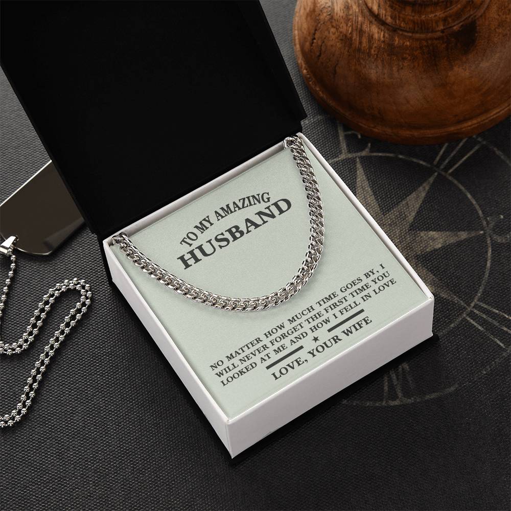 For Husband- Birthday  Anniversary Gift  Message Card Jewelry Cuban Link Chain