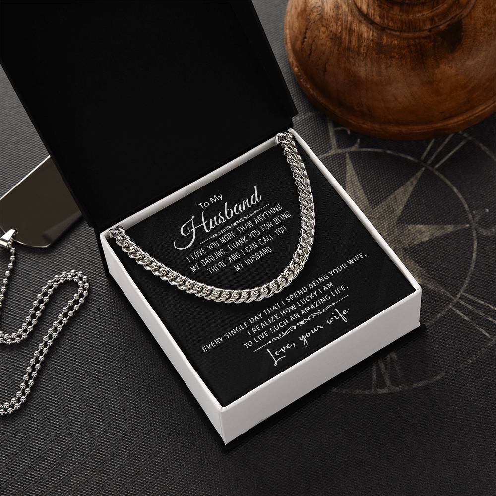 Gift For Husband - Cuban Link Chain Necklace From Wife