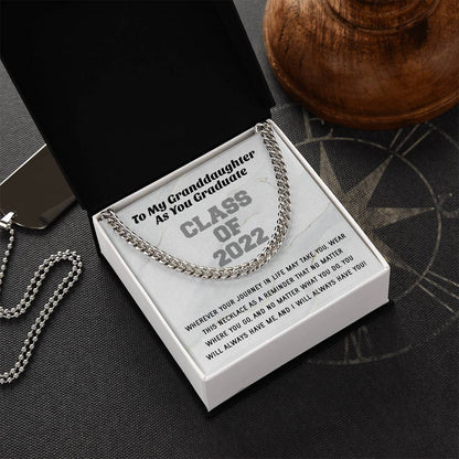 Class Of 2022 High School Grad College Graduation Gift For Granddaughter Trendy Womens Gold Cuban Link Chain Necklace