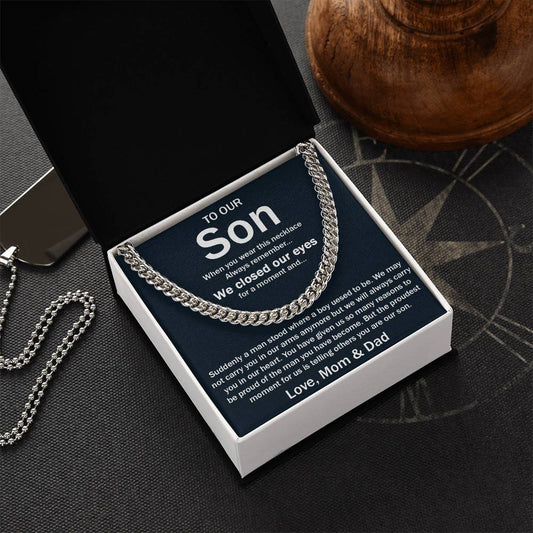 To Our Son Chain Necklace Gifts For Son Birthday Unique Gifts For Son From Mom Dad Sentimental Son Gifts Cuban Link Chain