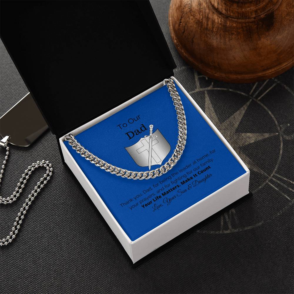 To Our Dad Gift For Him Cuban Link Chain Necklace Cuban Chain Necklace Stainless Steel 14K Yellow Gold Christmas Gift