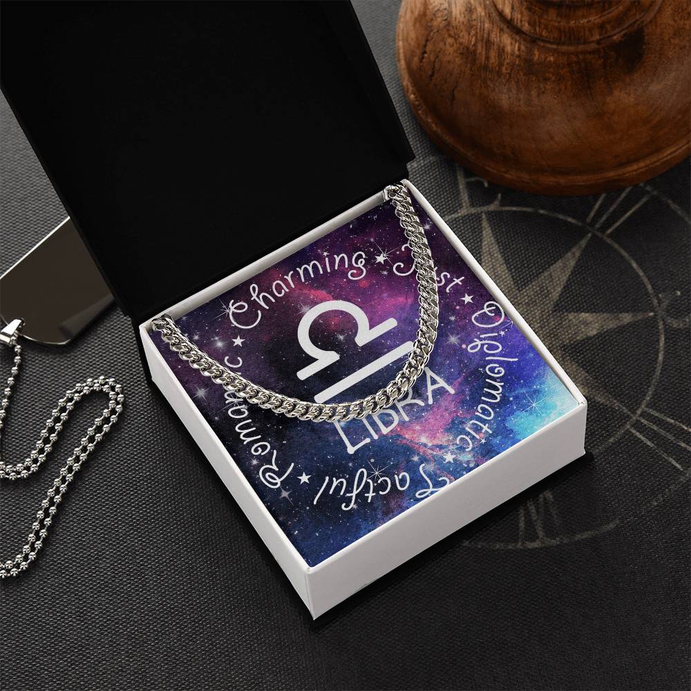 Cuban Link Chain Necklace - Libra Theme