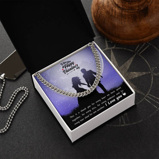 Valentines Day Necklace Gift For Boyfriend Husband Perfect Love Gift For Him Cuban Link Chain