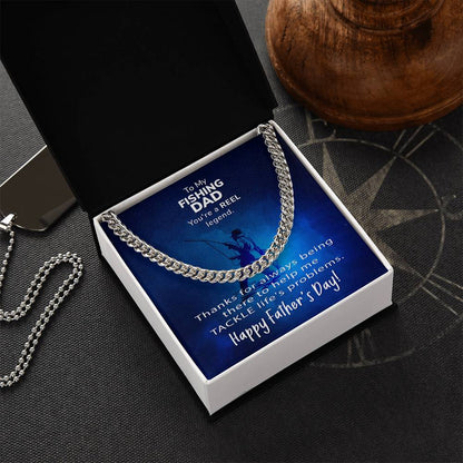Cuban Link Chain Men To My Fishing Dad Gift For Fishing Dad Father's Day Gift Necklace To Dad From Son Daughter