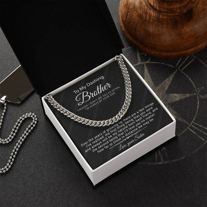 Gift For Brother From Sister - Cuban Link Chain Necklace With Message