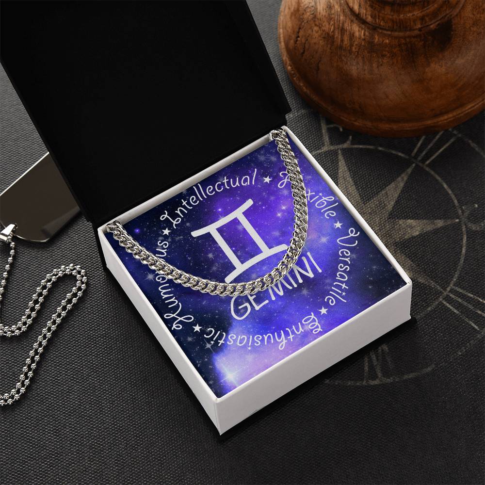 Cuban Link Chain Necklace - Gemini Theme