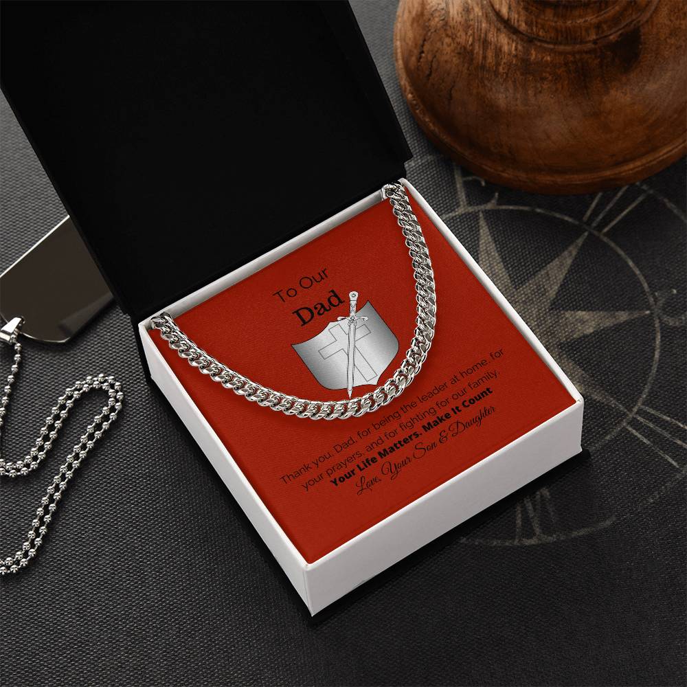 To Our Dad Gift For Him Cuban Link Chain Necklace Cuban Chain Necklace Stainless Steel 14K Yellow Gold Christmas Gift