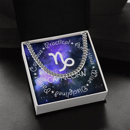 Cuban Link Chain Necklace - Capricorn Theme