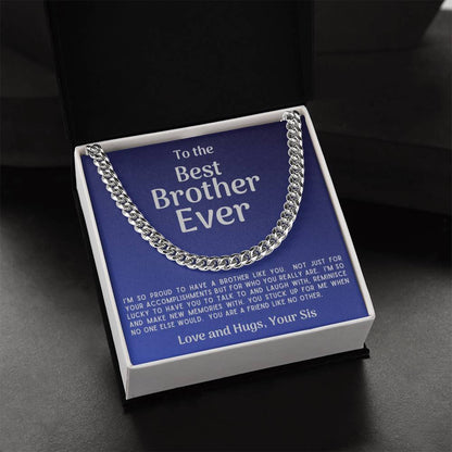 Best Brother Ever Cuban Link Necklace Gift From Sister Cuban Link Chain