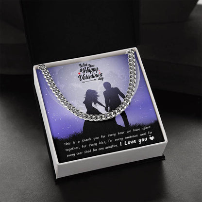 Valentines Day Necklace Gift For Boyfriend Husband Perfect Love Gift For Him Cuban Link Chain