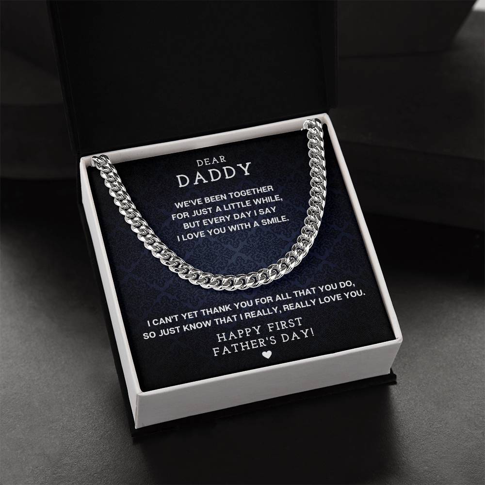 Dear Daddy - First Father's Day Necklace Cuban Link Chain