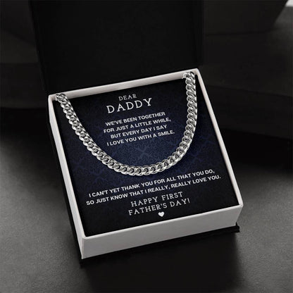 Dear Daddy - First Father's Day Necklace Cuban Link Chain