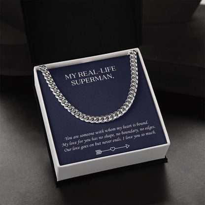 Valentine's Gift For Husbandboyfriend - Our Love Goes On But Never Ends. I Love You So Much. Cuban Link Chain